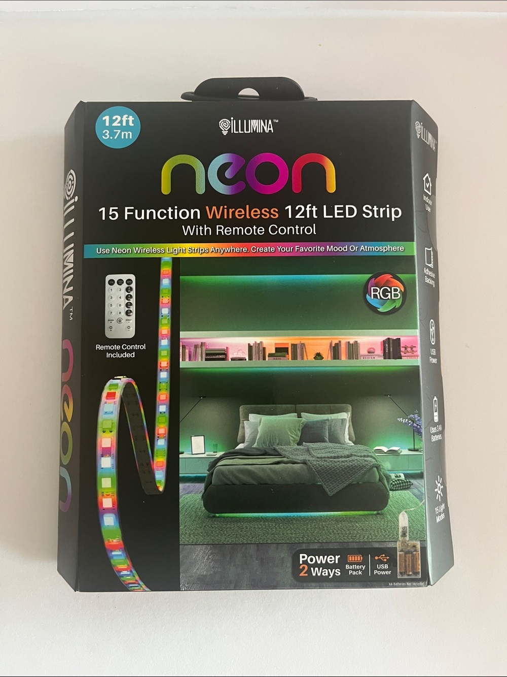Illumina Neon RGB LED Strip Box - Black with Multicolor Accents